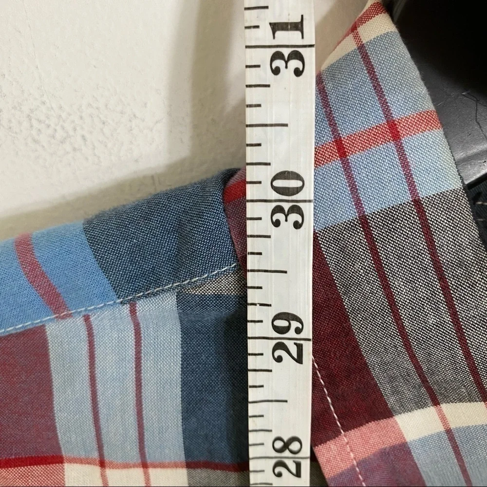J.Crew Summer Plaid Shirt Red Blue Button Down Medium